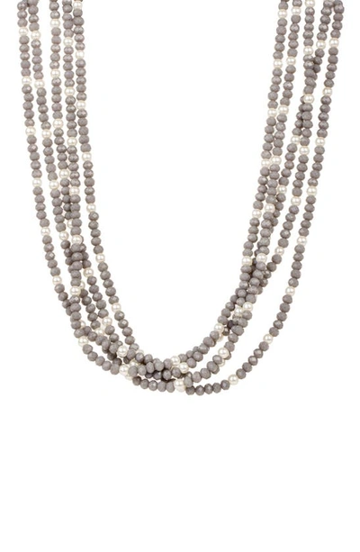 Saachi Crosby Crystal & Pearl Multistrand Necklace In Grey