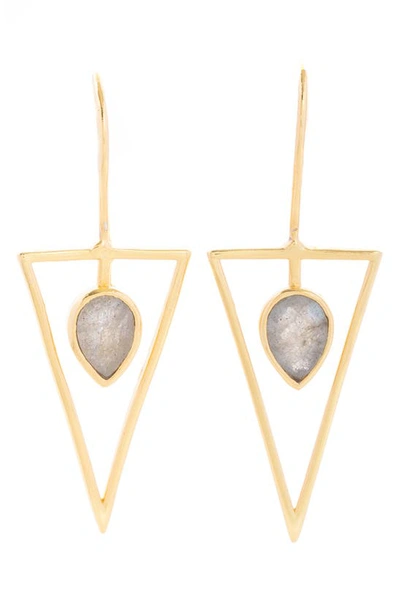Saachi Minimalist Stone Drop Earrings In Light Grey