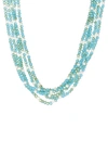 Saachi Crosby Crystal & Pearl Multistrand Necklace In Turquoise