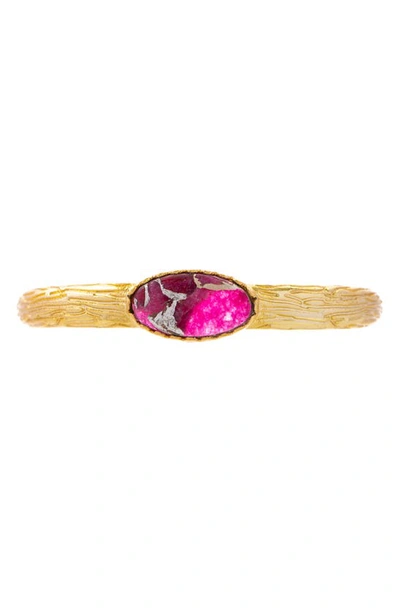 Saachi Stone Cuff Bracelet In Fuchsia