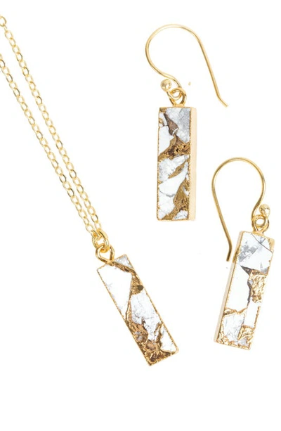 Saachi Mini Rectangle Earrings And Necklace Set In White