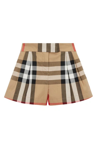 Burberry Kids' Nicoletta Checked Shorts In Beige