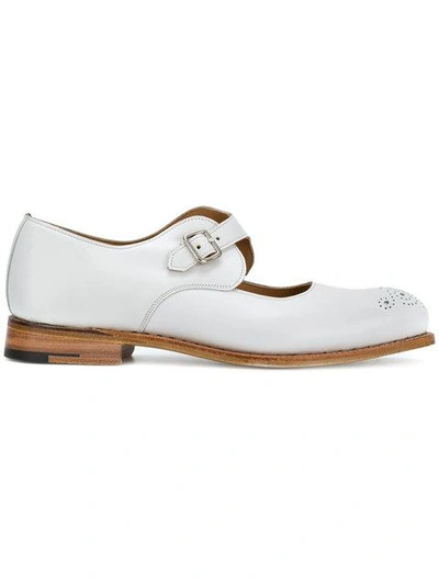 Tricker's Buckle Strap Brogues In White