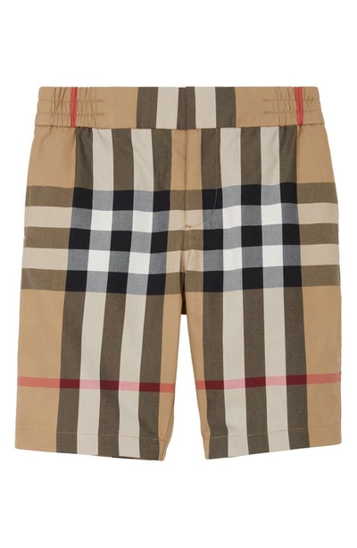 Burberry Kids' Beige Shorts For Boy With Iconic Vintage Check. In Beige,black