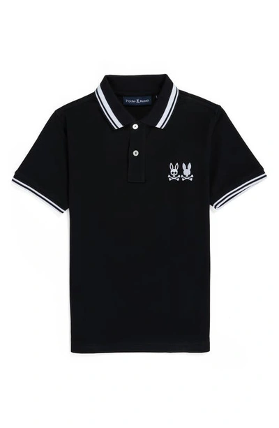 Psycho Bunny Kids' Kingwood Embroidered Piqué Polo In Black