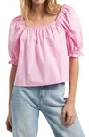 English Factory Puff Sleeve Cotton Top In Pink