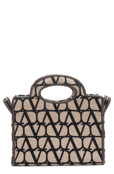 Valentino Garavani Small La Troisième Vlogo Toile Print Canvas Tote In 6zn Naturale/ Nero/ Fondant