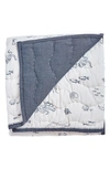 Pehr Reversible Quilted Organic Cotton Blanket In Ivory/ Navy