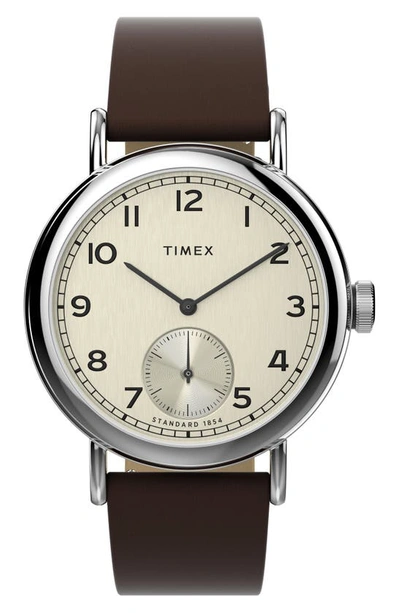 Timex Standard Leather Strap Watch, 40mm In Champagne