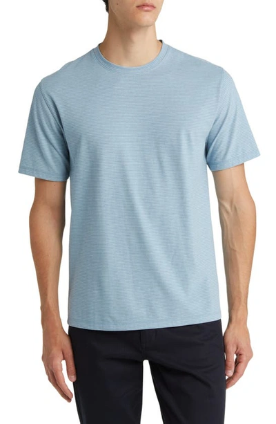 Vince Stripe Cotton Blend T-shirt In Bone/ Blue Line