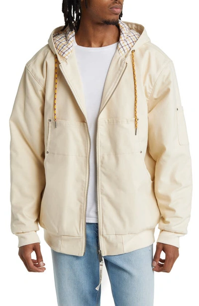 Cat Wwr Hooded Canvas Work Jacket In Sandshell