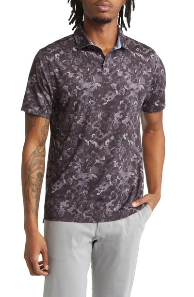 Rhone Floral Performance Golf Polo In Smoked Pearl Floral