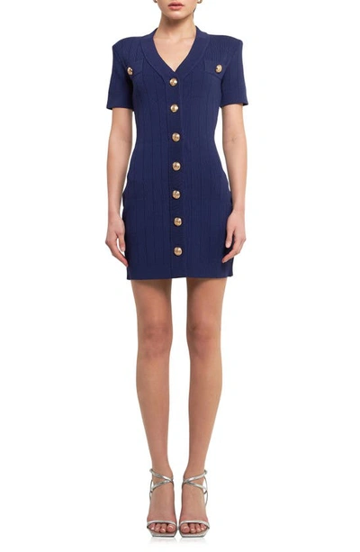 Endless Rose V-neck Sweater Dress In Navy
