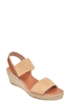 Andre Assous Aviana Raffia Wedge Sandal In Dark Natural
