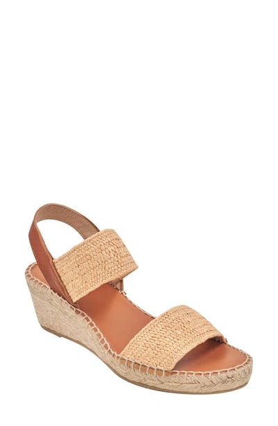 Andre Assous Aviana Raffia Wedge Sandal In Dark Natural