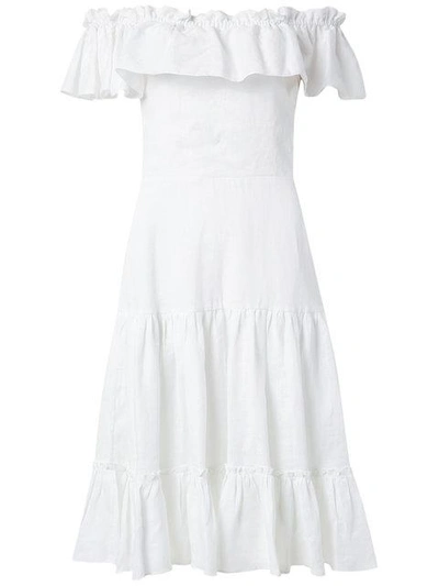 Isolda Off The Shoulder Flared Dress In Branco