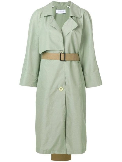 Walk Of Shame Contrast Tail Trench Coat In Moss Green