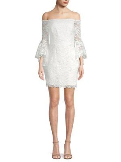 Milly Selena Lace Off-the-shoulder Mini Dress In White