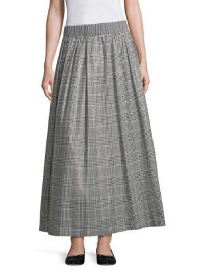 Peserico Checked Cotton Skirt In Grey Multi