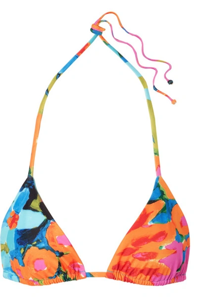 Mara Hoffman Rae Floral-print Triangle Bikini Top In Blue Multi
