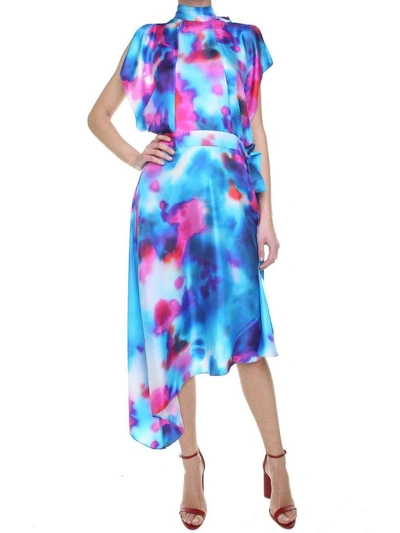 Msgm Dress-abito Fantasia Asimmetrico In Multicolor