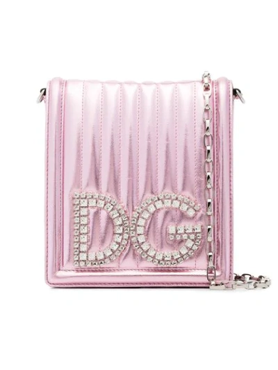 Dolce & Gabbana Dg Girls Cross-body Bag In Quilted Mordoré Nappa Leather In Pink&purple