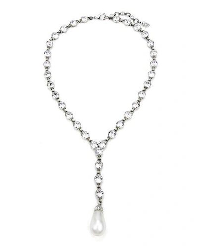 Ben-amun Crystal & Pearly Y-drop Necklace In Silver