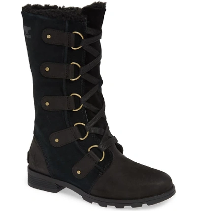 Sorel Emelie Waterproof Leather/suede Boot In Black