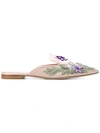 Alberta Ferretti Floral Embroidered Mules - Pink & Purple