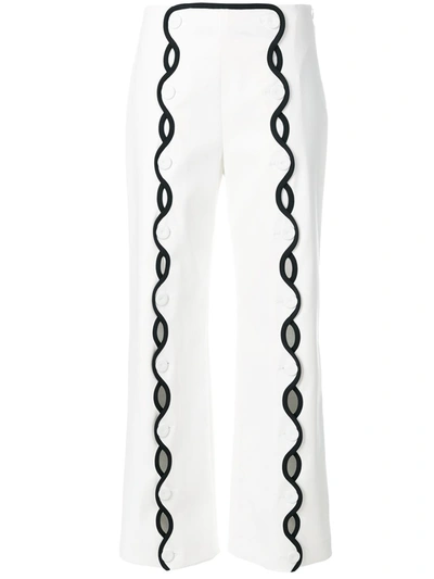 Sara Battaglia Contrast-trim Wave Trousers In White