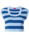 The Gigi Cropped Stripe Sweater Vest In Blue