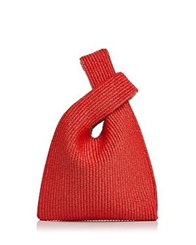 Arron Raffia And Leather Crossover Bag In Red/gold