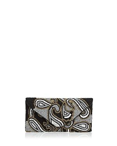 From St Xavier Paisley Beaded Clutch In Black Multi/gold