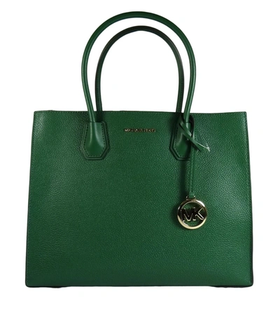 Michael Kors Women's Mercer Large Pebbled Leather Convertible Tote Bag In Jewel Green