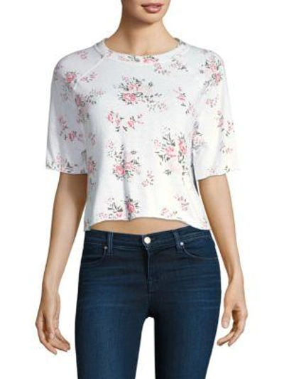 Monrow Rose Cutoff Sweatshirt In White