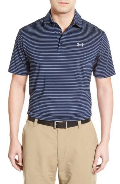 Under Armour Men's Playoff Performance Color Blocked Golf Polo In White/bass Blue