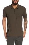 Vince Slim Fit Stripe Polo Shirt In Black/ Camp Green