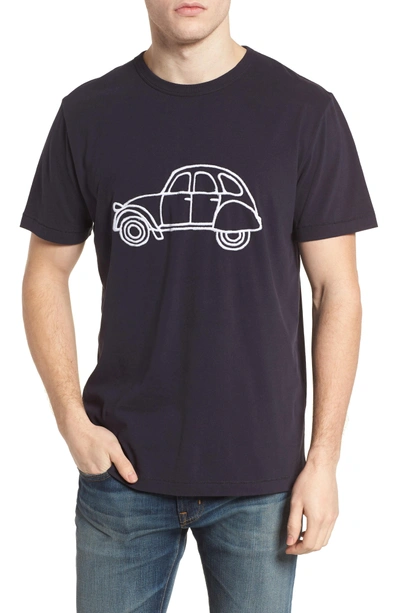 French Connection Car Slim Fit Crewneck T-shirt In Utility Blue/ White