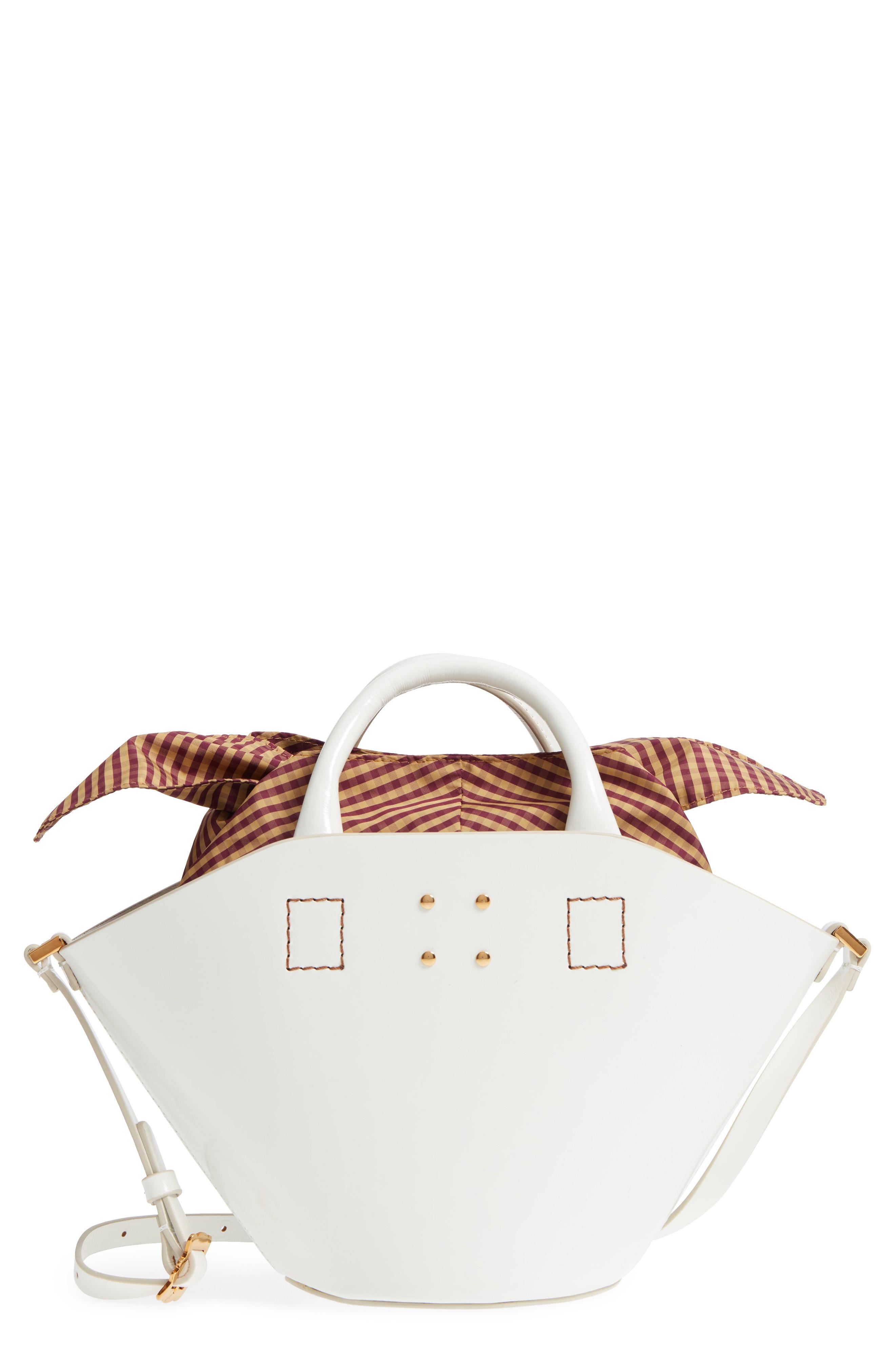 trademark small leather bucket bag