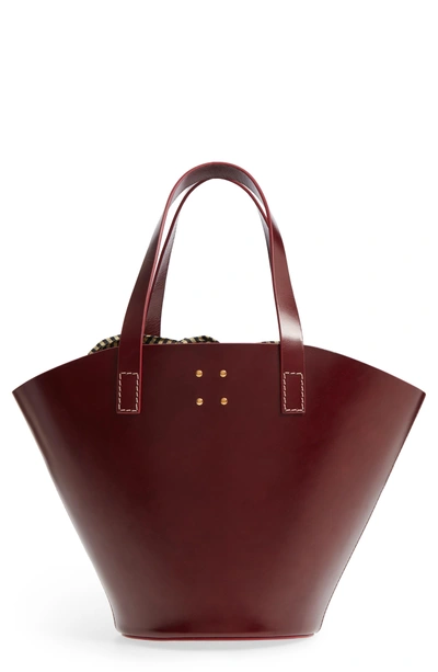 Trademark Large Leather Bucket Bag - Burgundy In Bordo