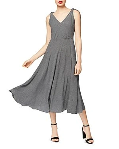 Betsey Johnson Tie-strap Fit & Flare Maxi Dress In Black/ivory