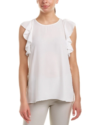 T Tahari Kelby Ruffle Blouse In White