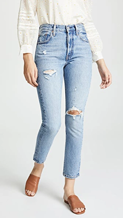 Levi's 501 Womens Destructed Button Fly Skinny Jeans In Can't Touch This