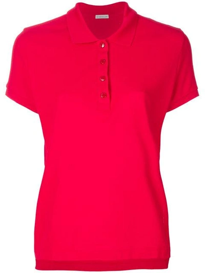Moncler Classic Fitted Polo Top In Red