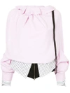 Aganovich Layered Oversized Sleeve Top In Pink