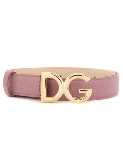 Dolce & Gabbana Logo Buckle Belt In Pink