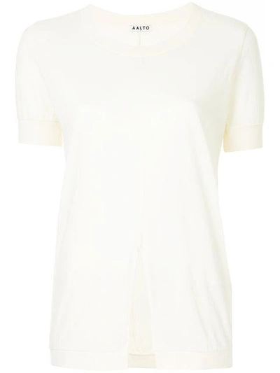 Aalto Fine Knit Slit Front T-shirt In White