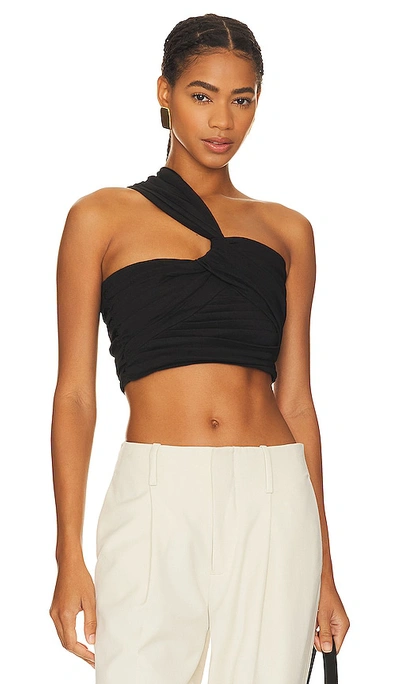 A.l.c Apollo Gathered One-shoulder Crop Top In Black