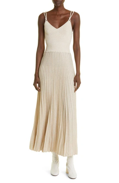 Proenza Schouler Metallic Knit Dress In Champagne