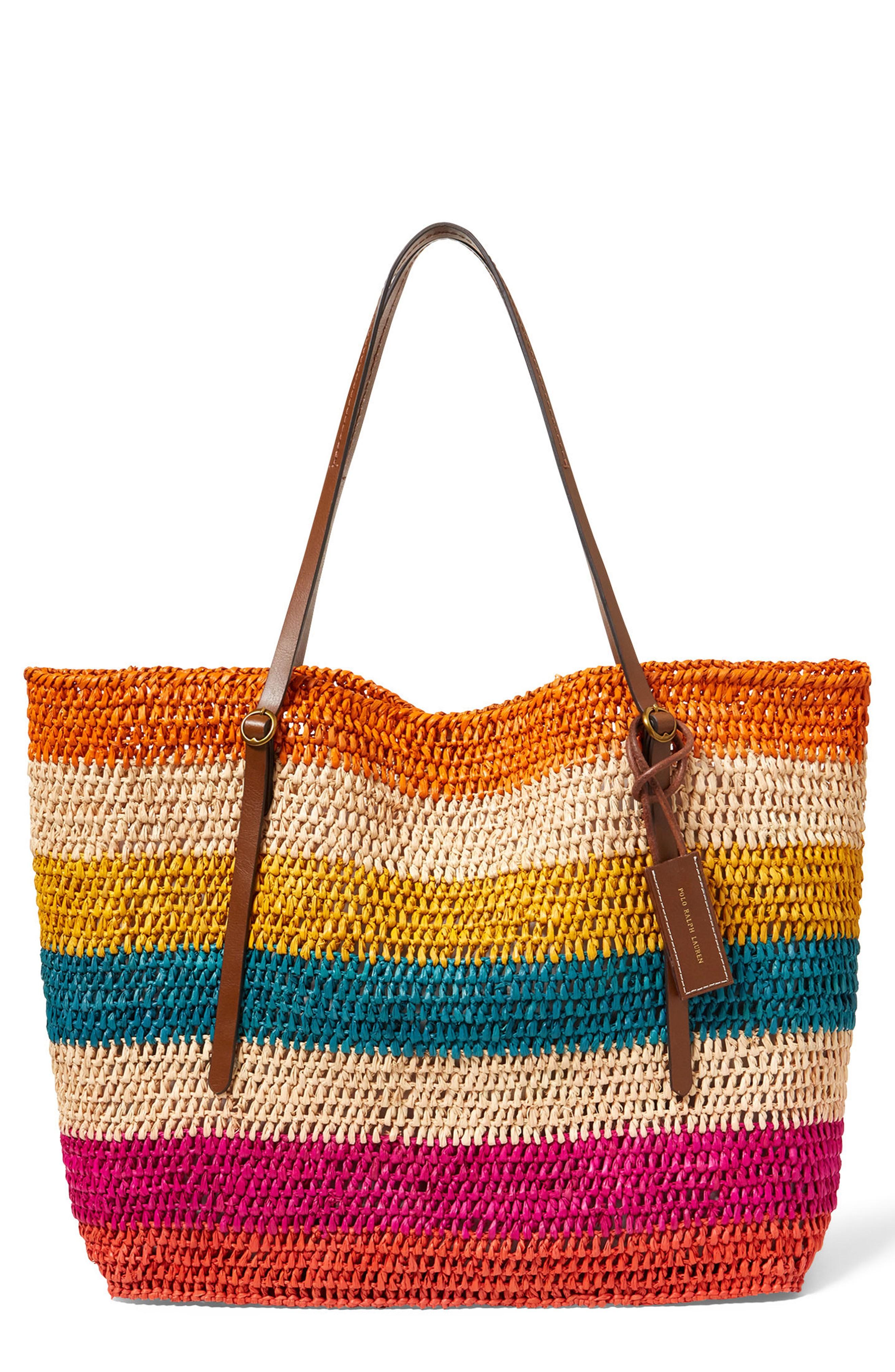 polo raffia large tote bag